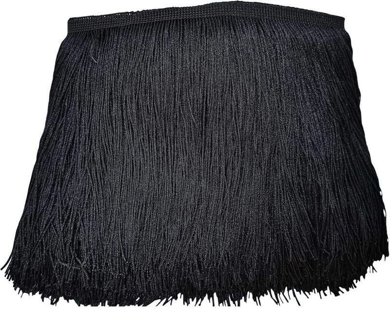 Lauthen.S 10 Yards of 3.5" Chainette Fringe Trim Tassel Sewing Trim for DIY Craft Latin Dress Lamp Shade Decoration Black - Image 1